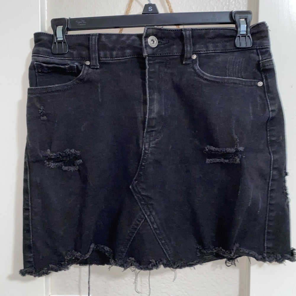 Black Jean Mini Skirt